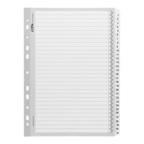 Icon Cardboard Indices with Reinforced Tabs 1-31 White