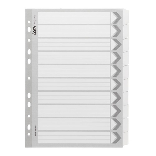 Icon Cardboard Dividers with Reinforced Tabs 10 Tab White