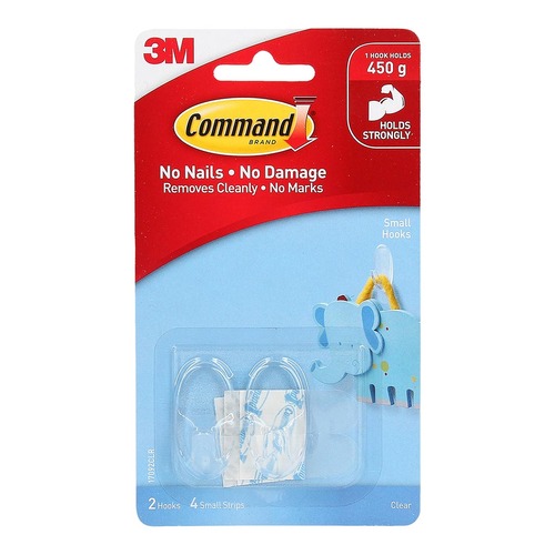 Command Hook 17092CLR Small Clear, Pack of 2