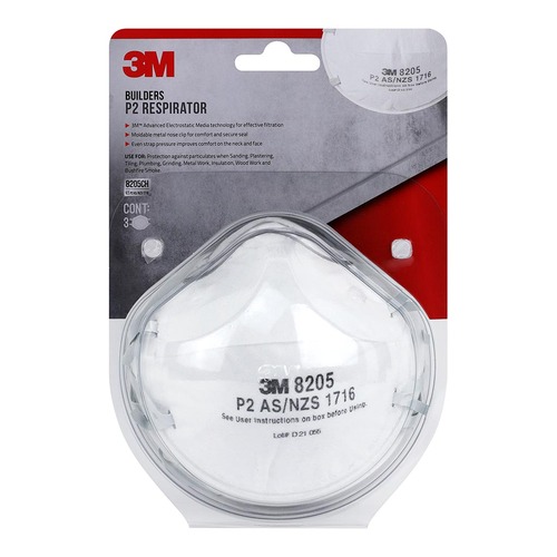 3M Builders Respirator P2 8205CH-3-DC, Pack of 3