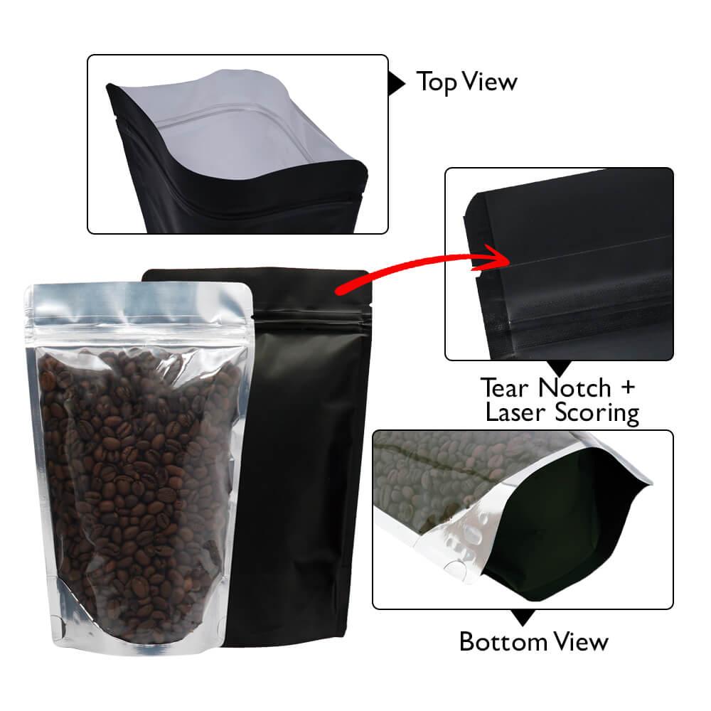 Stand Up Pouch Clear/Matt Black 150g with Zip no Valve Carton 1000