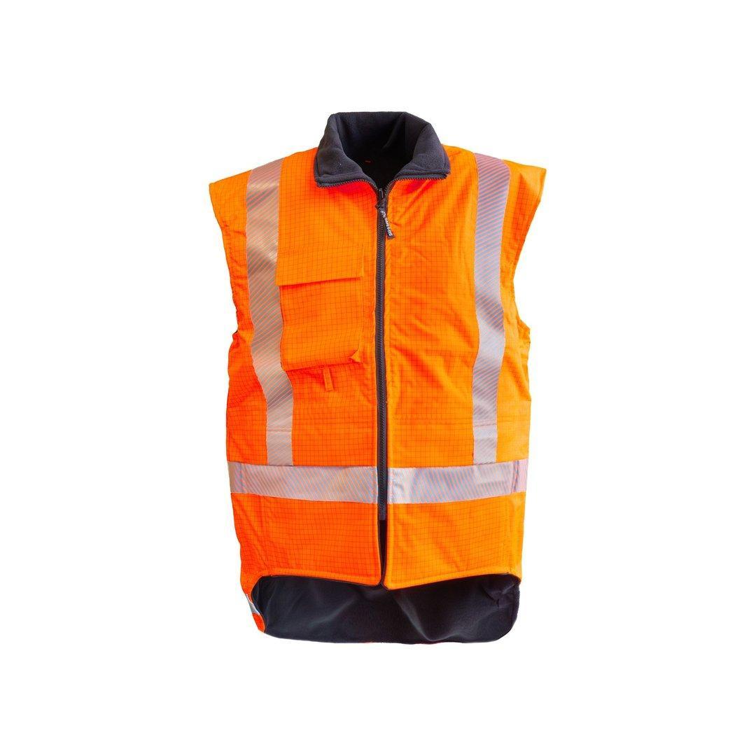 Hi-Vis Fr Fleece Lined Pu Vest, Orange-Size Xl
