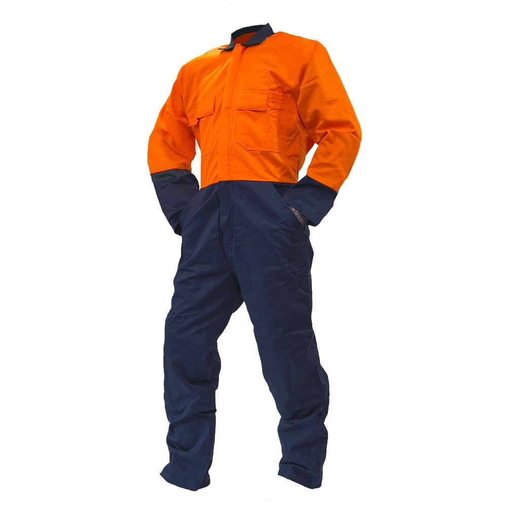 Overall Ls, 300Gsm Cotton, Orange/Navy Do-Size 12