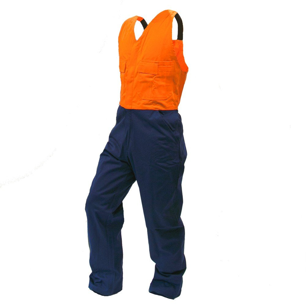 Overall Action Bib, Poly/Cotton, Orange/Navy-Size 11