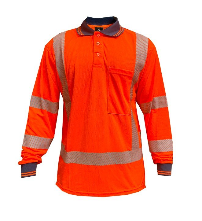 Polo Shirt Ls, Ttmc, Side Vents, Transfer Tape-Size 4Xl