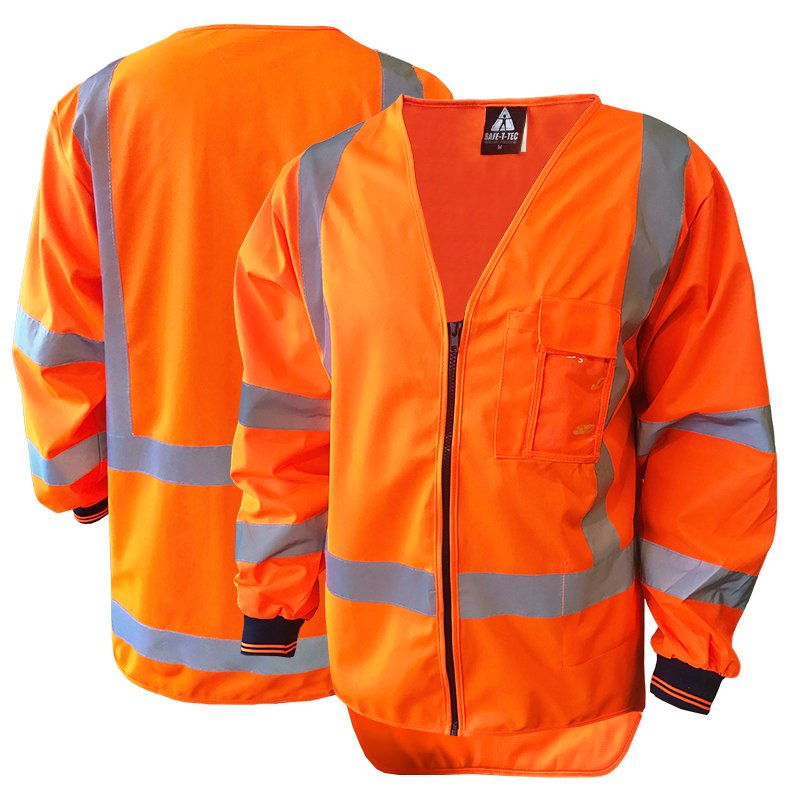 Hi-Vis Vest, Long Sleeve, Zip, Ttmc, Orange-Size 3Xl