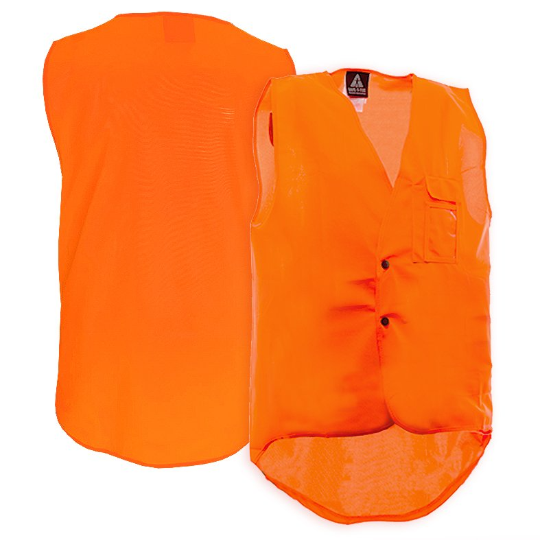 Hi-Vis Vest, Domed, Day Only, Orange-Size 8Xl