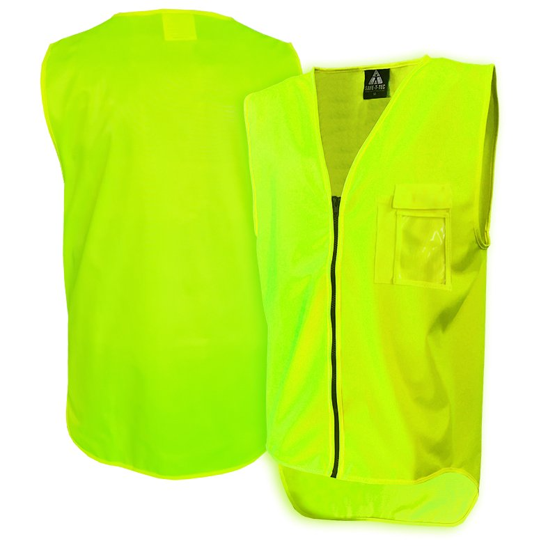 Hi-Vis Vest, Day Only, Zip, Yellow-Size Xl