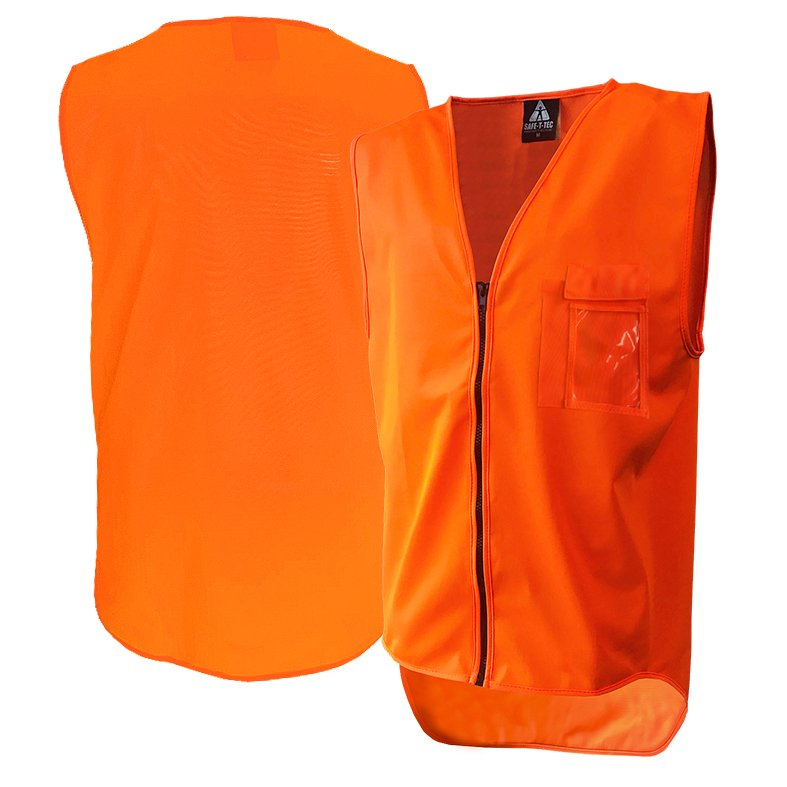 Hi-Vis Vest, Day Only, Zip, Orange-Size S