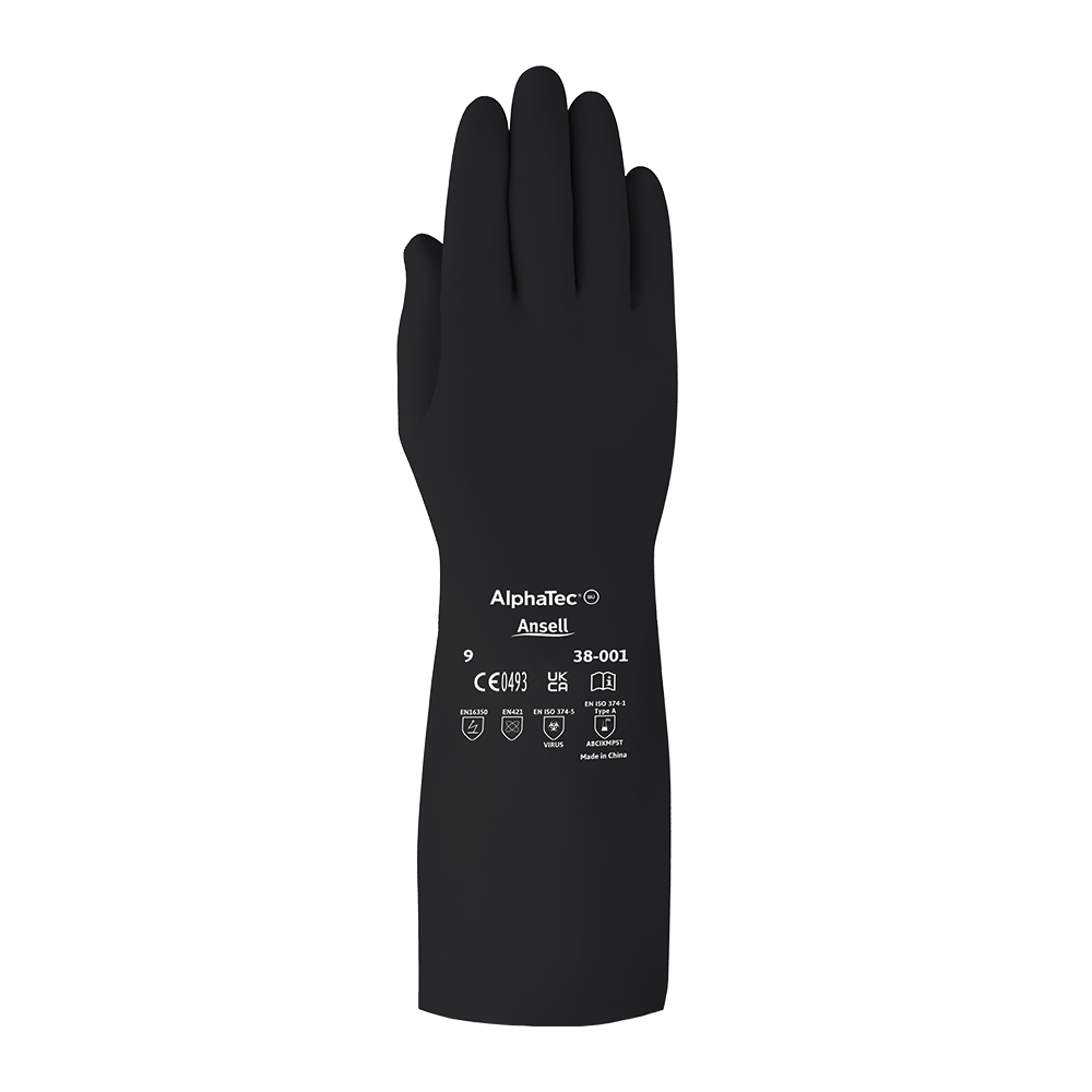 Ansell AlphaTec 38-001 Butyl Chemical Gloves – High Comfort and Chemical Protection - XL