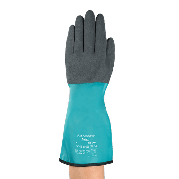 Ansell AlphaTec 58-201 Nitrile-Coated Gloves for Heat, Cold, and Chemical Protection – Extremely Versatile - L