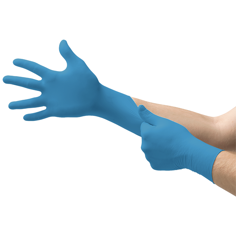 Ansell TouchNTuff 92-670 Powder-Free Nitrile Disposable Gloves for Food Processing and Heavy-duty Jobs - L