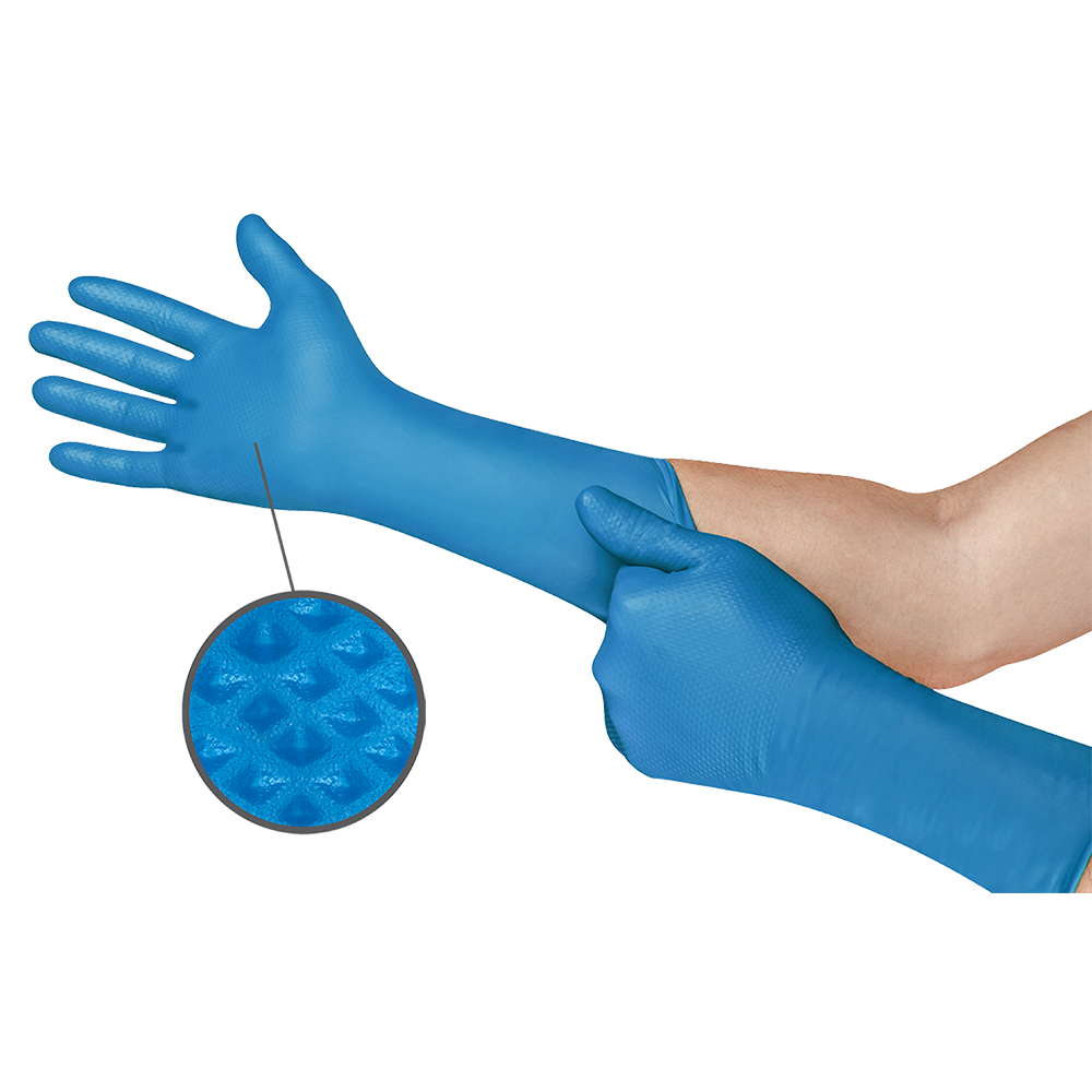 Ansell MicroFlex 93-283 Mega Textured Nitrile Disposable Gloves for Wet, Fatty Foods, or Oily Handling - 3XL