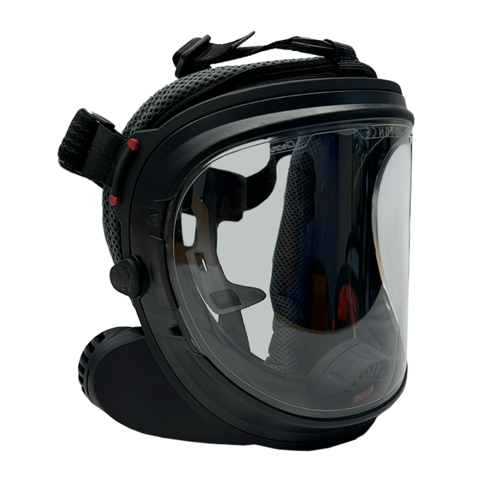 CleanAIR UniMask with 5-Point Head Harness - Grey / Cylindrical Polycarbonate (Impact Resistant)