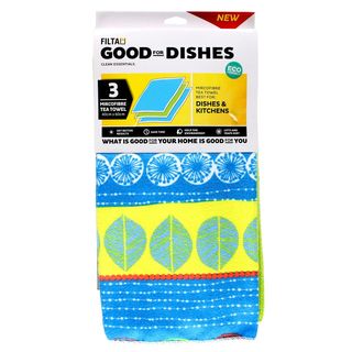 Filta Microfibre Tea Towel Sea 3 Pack (40cm X 60cm), Carton 24 - Filta