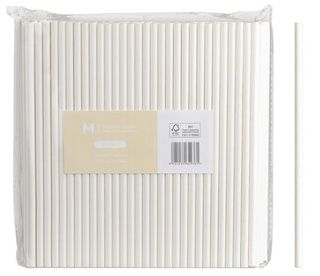 Paper Regular Flexible Straws - White, 6mm x 200mm, 300gsm, FSC Mix®  - Matthews