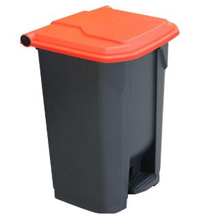 80L Pedal Bin with Red Lid 