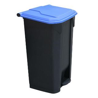 100L Pedal Bin with Blue Lid 