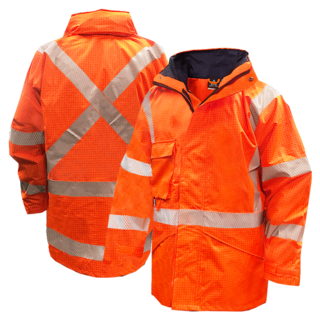 Hi Vis-Rain Jacket ,Flame Retardant, Orange Ttmc-Size M