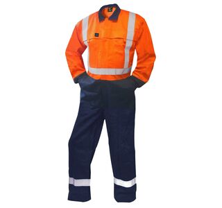 Fr Overall, 240 Gsm.88/12 11 Cal, Orange/Navy D/N-Size 14