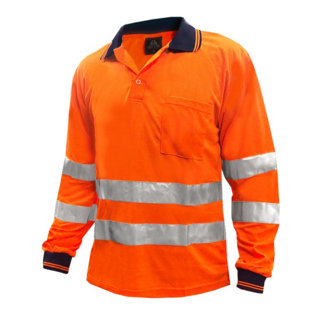 Polo Shirt, Ls, Orange, Tape Au Style-Size 2Xl