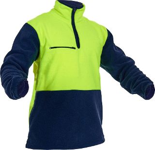 Caution hi-vis day-only polar fleece half-zip tunic, yellow/navy, size 5XL